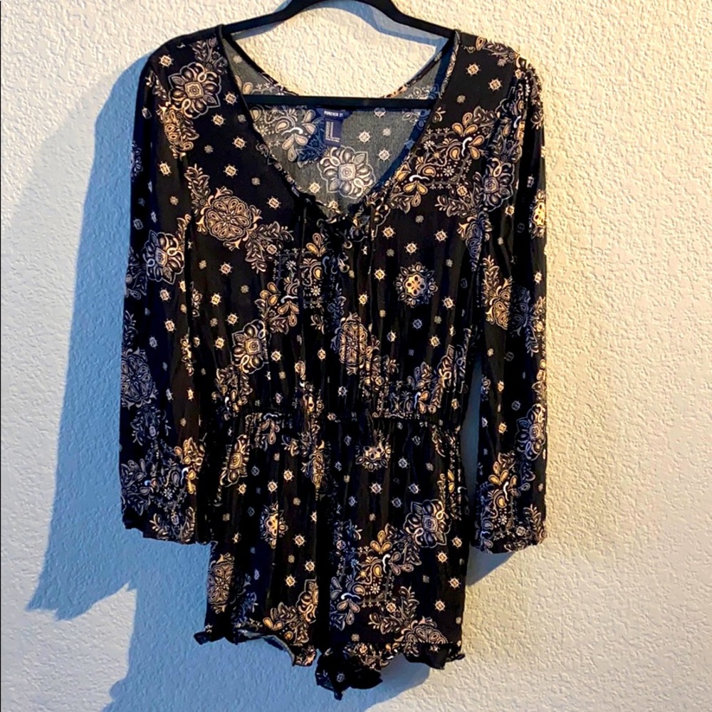 Black Floral Romper